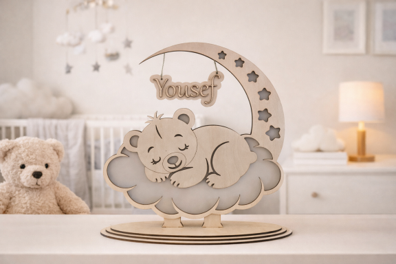 Personalisierte Kinderlampe aus Holz mit Namen – Geschenk fürs Kinderzimmer