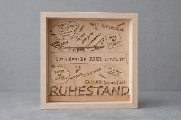 Personalisierte Holz-Einzelanfertigung zum Ruhestand